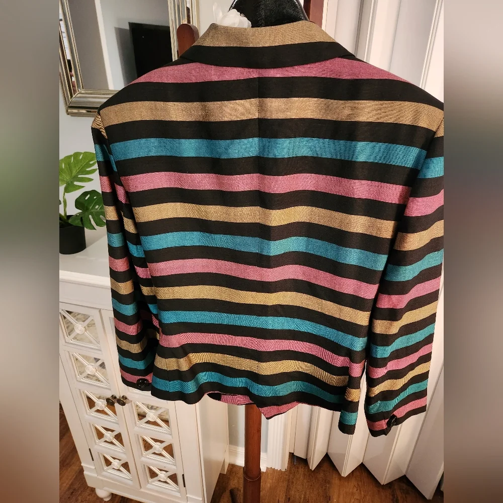 Gorgeous Vintage Christian Dior Striped Blazer Excellent Condition 100% Silk